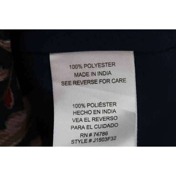 Patrons Of Peace Boho NAVY Floral Ruffle Peplum BLOUSE Top Size Small NWT - Picture 7 of 7